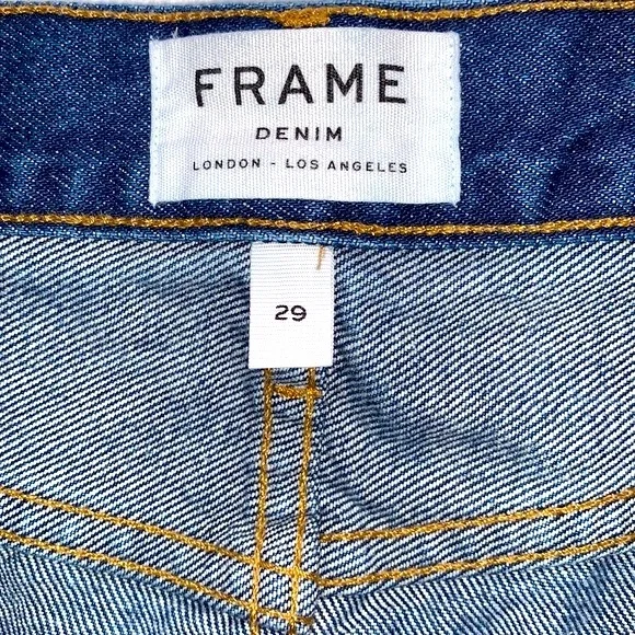 FRAME LE MINI RAW STAGGER EDGE DENIM MINISKIRT SIZE 29
